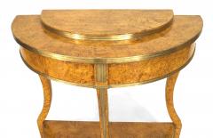 Russian Neoclassic Birch and Brass Demilune Console Table - 1427896