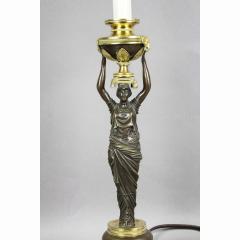 Russian Neoclassic Bronze and Ormolu Candlestick Lamp - 3739870