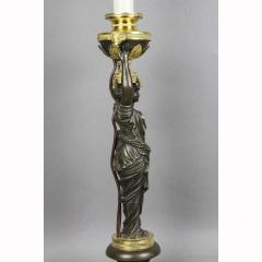 Russian Neoclassic Bronze and Ormolu Candlestick Lamp - 3739873