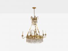 Russian Neoclassical Bronze Crystal Chandelier Italy 1950s - 4256031