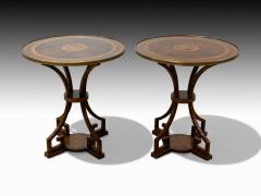 Russian Neoclassical Burlwood Brass Gueridons France 1950s - 4392183