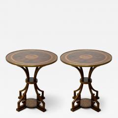 Russian Neoclassical Burlwood Brass Gueridons France 1950s - 4392196