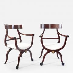 Russian Neoclassical Mahogany Armchairs Pair circa 1800 - 3604608