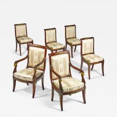 Russian Neoclassical Six Dining Chairs Mahogany Bronze Fabric Sothebys Prov - 3457850