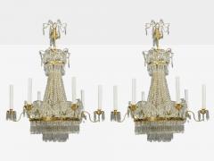 Russian Neoclassical Style Monumental Chandeliers Bronze Crystal 1960s - 4518527