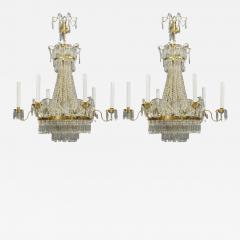 Russian Neoclassical Style Monumental Chandeliers Bronze Crystal 1960s - 4520922