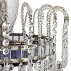 Russian Neoclassical style clear and blue cut glass chandelier - 2210771