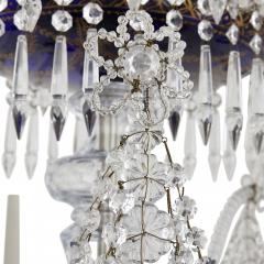 Russian Neoclassical style clear and blue cut glass chandelier - 2210790