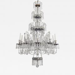 Russian Neoclassical style clear and blue cut glass chandelier - 2213548