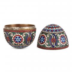 Russian cloisonn enamel and silver gilt egg - 3635240