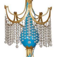 Russian cut glass ormolu and blue porcelain chandelier - 3437670