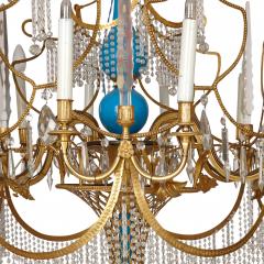 Russian cut glass ormolu and blue porcelain chandelier - 3437671