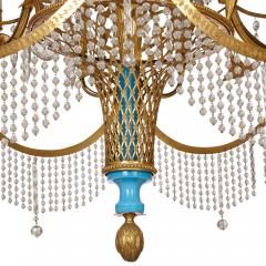Russian cut glass ormolu and blue porcelain chandelier - 3437672