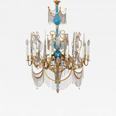 Russian cut glass ormolu and blue porcelain chandelier - 3440236