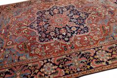Rust Antique Persian Heriz Handmade Medallion Designed Wool Rug - 2905465