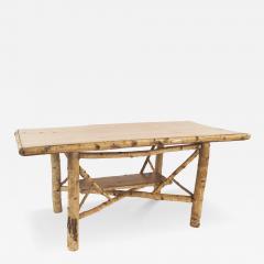 Rustic Adirondack Birch Wood Dining Table - 4700252