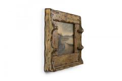 Rustic Adirondack Landscape Oil Painting in a Hewn Wood Frame - 4516560
