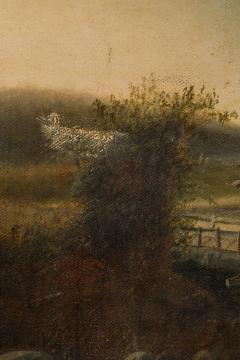 Rustic Adirondack Landscape Oil Painting in a Hewn Wood Frame - 4516564