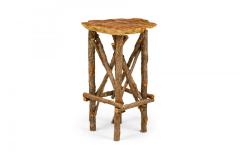 Rustic Adirondack Scalloped Petrified Wood and Branch Base Side End Table - 4670796