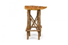 Rustic Adirondack Scalloped Petrified Wood and Branch Base Side End Table - 4670797