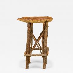 Rustic Adirondack Scalloped Petrified Wood and Branch Base Side End Table - 4735041
