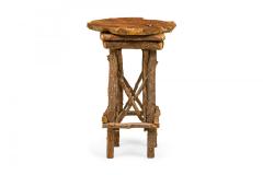Rustic Adirondack Scalloped Petrified Wood and Branch Side End Table - 4670666