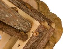 Rustic Adirondack Scalloped Petrified Wood and Branch Side End Table - 4670673