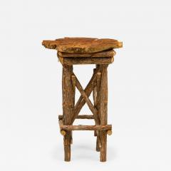 Rustic Adirondack Scalloped Petrified Wood and Branch Side End Table - 4735029