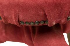 Rustic American Victorian Three Legged Horn and Burgundy Suede Footstool - 4671057