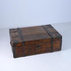 Rustic Antique Peasant Wooden Chest in Dark Brown 19th Century Finland - 4398786