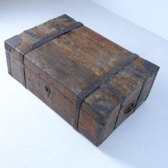 Rustic Antique Peasant Wooden Chest in Dark Brown 19th Century Finland - 4398788