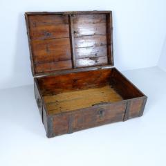 Rustic Antique Peasant Wooden Chest in Dark Brown 19th Century Finland - 4398789