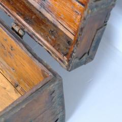 Rustic Antique Peasant Wooden Chest in Dark Brown 19th Century Finland - 4398791