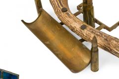 Rustic Antler Inkwell Stand with Glass and Metal Pen Holder - 4675172