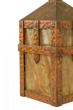 Rustic Arts Crafts Style Hammered Iron and Beige Slag Glass Wall Sconces - 4170921