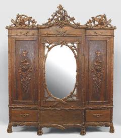 Rustic Black Forest 19th Cent Walnut 3 Section Armoire Cabinet - 637126