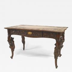 Rustic Black Forest Bear Walnut Table Desk - 4628008