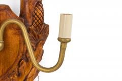 Rustic Black Forest Brass and Wood Wall Sconce - 4673608