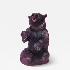 Rustic Black Forest Carved Walnut Bear Ashtray - 4297840
