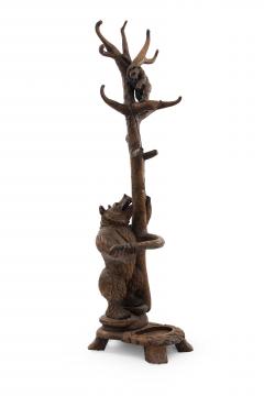 Rustic Black Forest Style Walnut Bear Hatrack - 4519784
