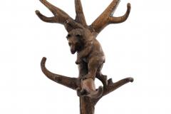 Rustic Black Forest Style Walnut Bear Hatrack - 4519787