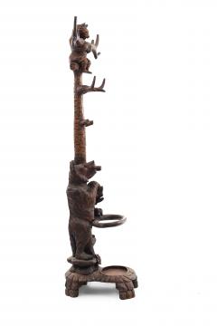 Rustic Black Forest Style Walnut Bear Hatrack - 4519791