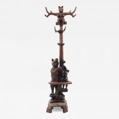 Rustic Black Forest Style Walnut Bear Hatrack - 4529197