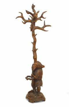 Rustic Black Forest Style Walnut Gnome Hatrack - 4201546