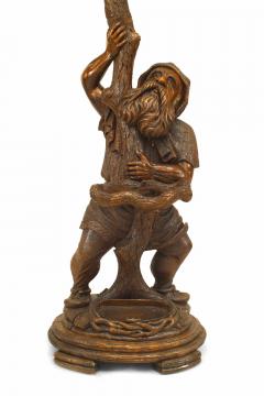 Rustic Black Forest Style Walnut Gnome Hatrack - 4201549