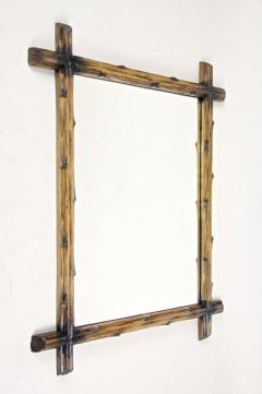 Rustic Black Forest Wall Mirror Light Brown Austria circa 1890 - 3460757