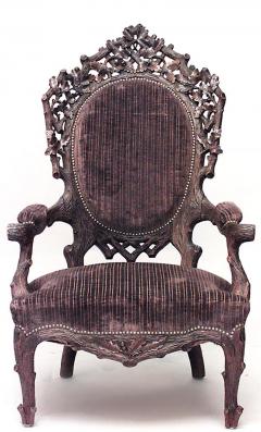 Rustic Black Forest Walnut Large Open Arm Chair - 549611