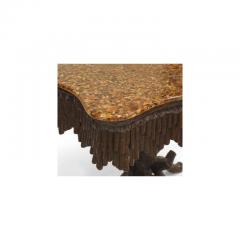 Rustic Black Forest Walnut Marble Console Table - 4630371