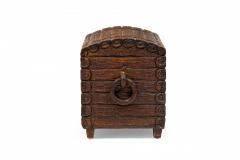 Rustic Black Forest Wood Trunk with Hand Carved Exterior and Ring Handles - 4520636