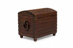 Rustic Black Forest Wood Trunk with Hand Carved Exterior and Ring Handles - 4520637